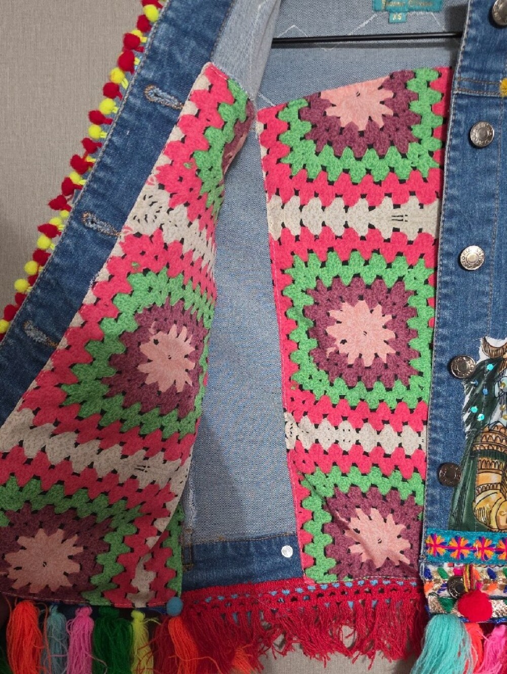 Denim Jacket,Anticia Sartoria By Giacomo Cinque Beading, Embroidery And Pompom - Picture 7 of 10